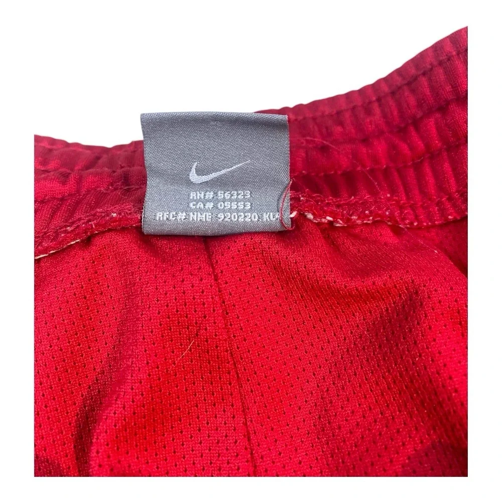 VTG Nike Men Activewear Shorts LARGE Red‎ White Gold Basketball Mesh Logo Y2K